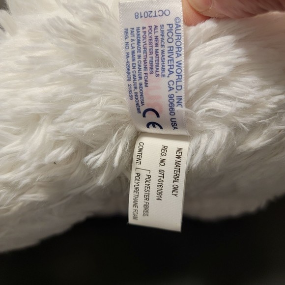 Aurora White 2018‎ Unicorn Gold Horn Black Eyes Animal Plush Stuffed Toy 12 In - Picture 7 of 9